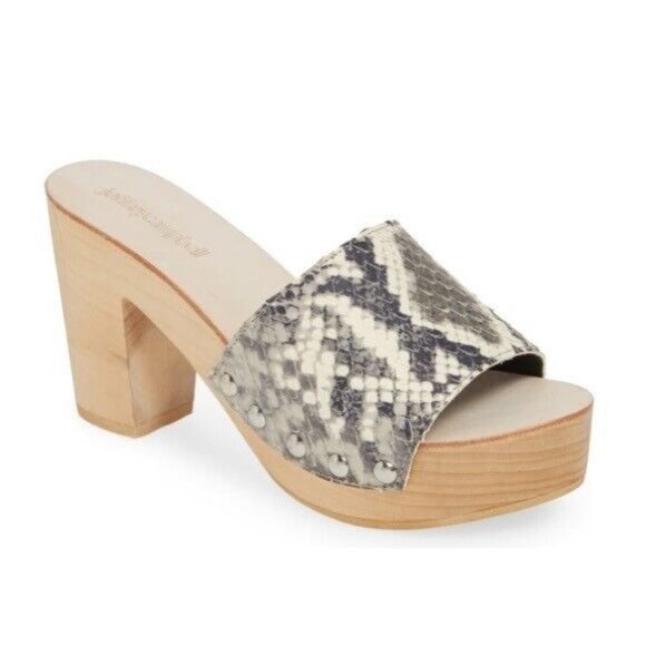 Jeffrey Campbell Dlight Clogs Snakeskin Mules Heels Chunky Boho Slides Size 9 - Picture 5 of 7